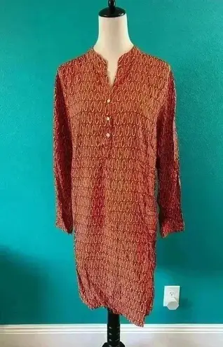 NWT Rock Flower Paper Darcy Spice Rayon Tunic Dress Orange Indian Print Size L Size L