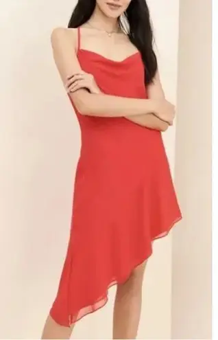 AU X NUULY Rafaela Red Asymmetrical Slip Dress Large