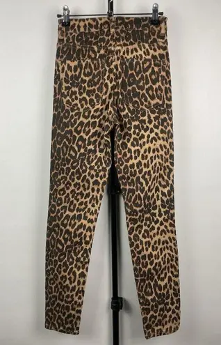 ZARA  Denim Collection Brown Black Leopard Print High Rise Skinny Jeans Size 4