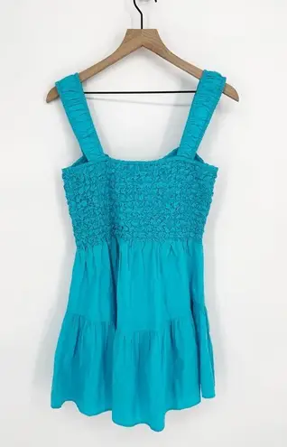 Saylor Marlow Mini Dress Cotton Popcorn Smocked in Blue Women's XS