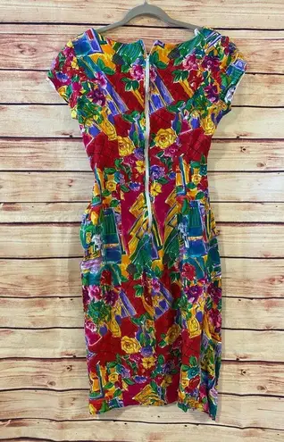 Jessica Howard Floral Faux Wrap High Slit Dress, Size 6