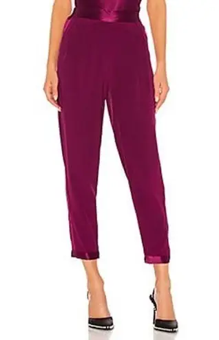 Fleur Du Mal Bordeaux High Waist Dressy Satin Crepe Silk Tuxedo Pants Size 8 Pink