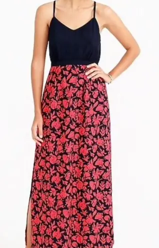 J.crew navy and pink floral maxi skirt dress size 4 petite Color Black
