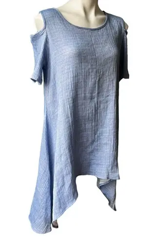 The Comfy NWOT, USA Cold Shoulder High-Low Hem Cotton Dress, Sz M