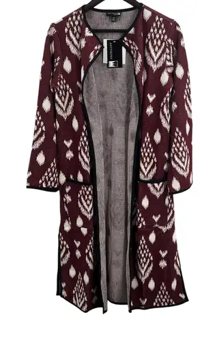 Anthony Originals Red Patterned Cardigan Sweater‎ Size Small New