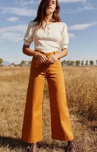 Christy Dawn the Noah Wide Leg High Rise Pant in Pumpkin Womens Size 28