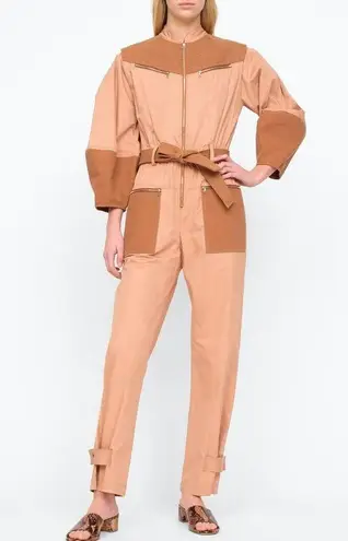 Sea New York Gabriette Clay Balloon Sleeve Belted Utility Jumpsuit New Orange Size 0