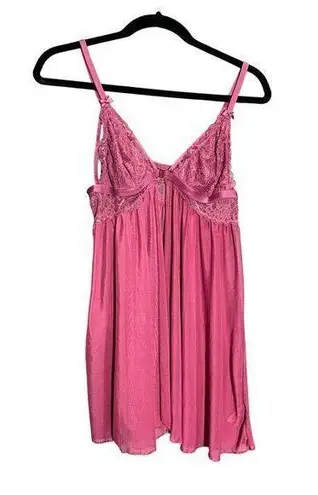 Women’s Babydoll Lace Front Clasp Mauve Lingerie Size Large Intimates Sexy Pink