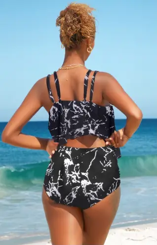 Souqfone Women Two Piece Ruffled Flounce High Waisted Bikini