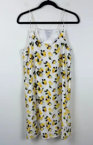 Carolina belle Lemon Print Sheath Slip Dress Women’s Size 10 White Yellow