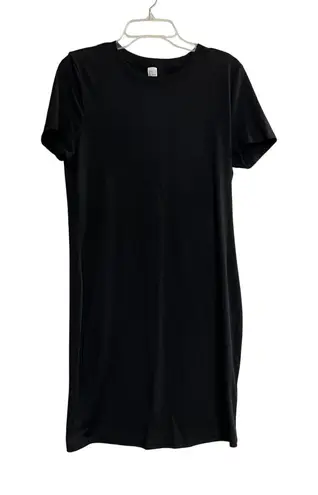 Black Ribbed Knit Dress Short Sleeve Crew Neck Casual Everyday XL SEE DESCRIPTI