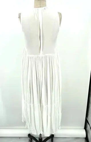 Vince  Shirred Sleeveless Tiered Midi Long Dress in Off White Size XS