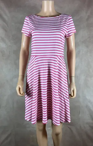 American Living Pink Striped Cotton Fit and Flare Dress MEDIUM