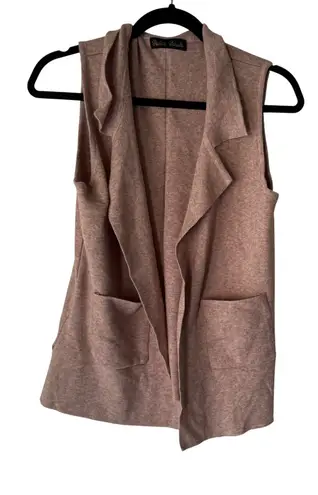 Paulette Gabrielle Pink Brown Knit Drape Front Vest Cardigan OS Cozy Layering Size undefined