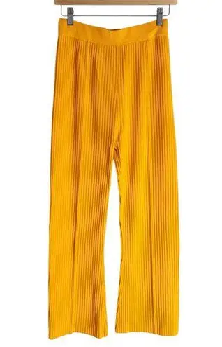 Nanushka Orange Ribbed Knit Wide Leg High Rise Pull