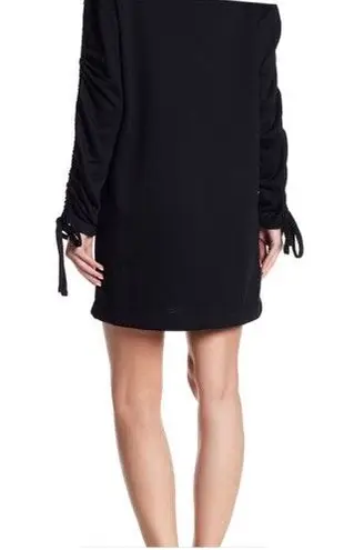 Lush Clothing Lush Black Ruched Drawstring Sleeve Mini Dress