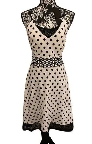 Fc Juniors Polka Dot Dress Formal PinUp Cutout Padded Holiday Wedding Sundress Black Size M