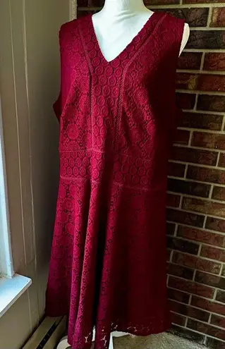 Charter Club Burgundy Lace Midi Dress Crochet Lace Flowers Boho Chic Witchy Vibe