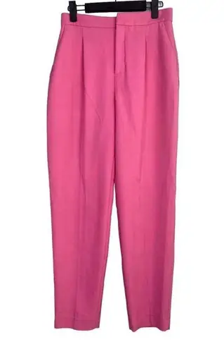 ZARA  Pleated Stretch Knit High Waist Slim Fit Casual Trousers Pockets S Pink