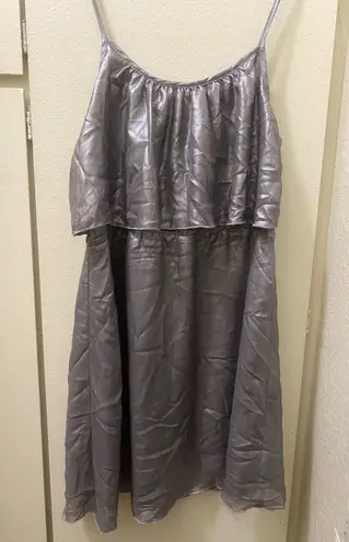 Ali & Kris Small Grey Silver Layered Sleeveless Shimmering Metallic Cami Dress - Image 1