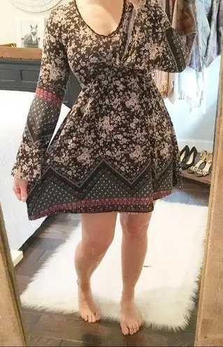 Xhilaration COPY -  small boho bell sleeve floral dress