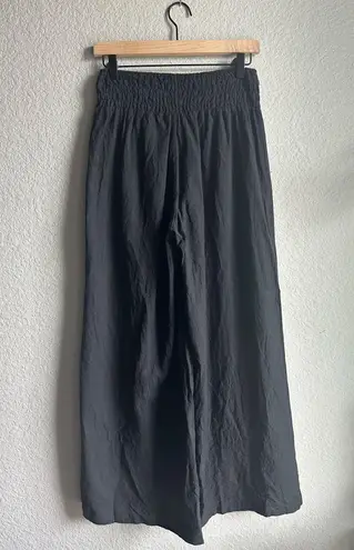 Vintage Blue Lakhays from the Himalayas Black Open Leg Full Slit Linen Pants