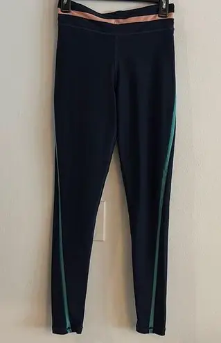 The Upside Navy Striped Athletic Leggings Size 8 Blue