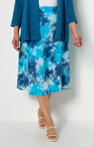 LOGO By Lori Goldstein NWT Benni Beach to Street Tie-Dye Midi Skirt Size Large