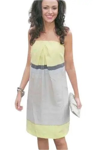 Reiss COLORBLOCK SILK YELLOW GRAY SLEEVELESS DRESS 8