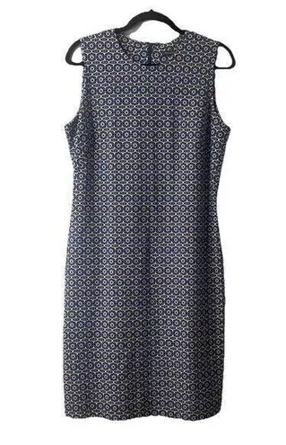 J. McLaughlin Devon Geometric Sheath Dress Blue Tan Geometric Career Stretch