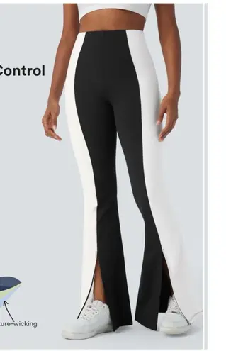 Halara High Waisted Tummy Control Hem Color Block Flare Casual Leggings Size Medium