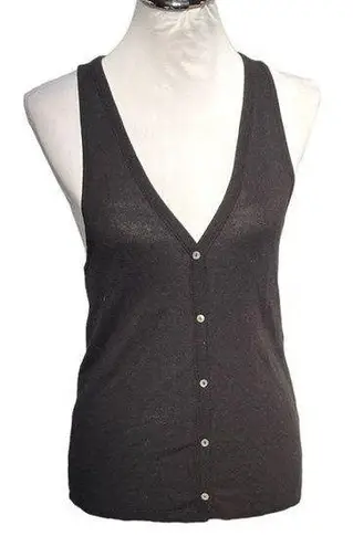 ZARA  Sleeveless Ribbed Cardigan Sweater Black Size Medium