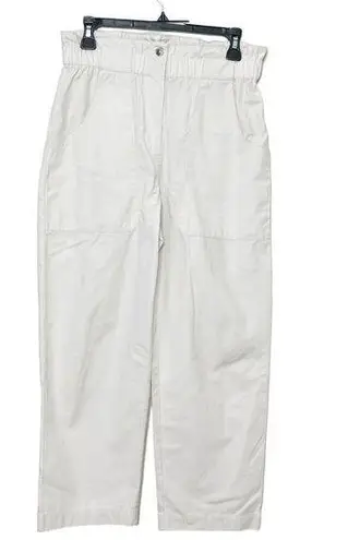 Ba&sh Stone Pants High Rise Cropped Paperbag Ecru Cotton Womens Size S Flawed
