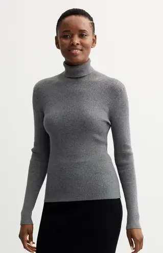 Nine West  Sweater Size Large Grey Long Sleeve Ribbed Knit Turtleneck Women's NWT - Image 1
