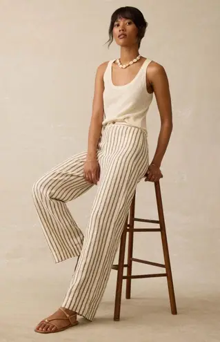 Faherty Women’s Sun Strider Linen Pant | Cocoa Grove Stripe | Medium Brown