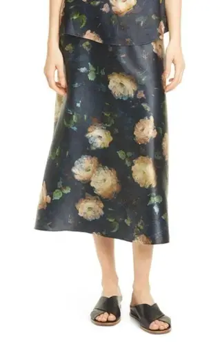 Vince  Painted Rose Satin Slip Skirt in Petal Glow