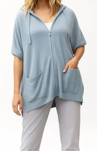 Barefoot Dreams CozyChic Ultra Lite Short Sleeve Zip Up Hoodie Size L/XL