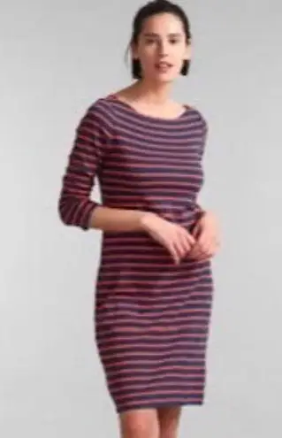 Gap  Modern Boatneck Navy Striped Knit Shift Midi Jersey Dress, Size M