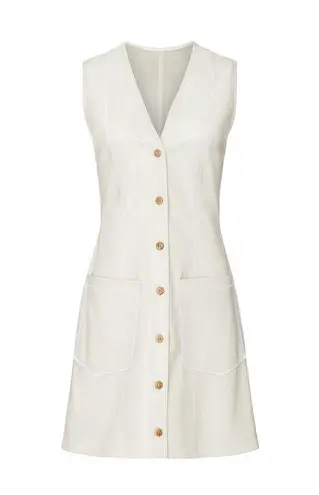 Nanushka Menphi Vegan Leather Buttoned Mini Dress, Size S, EXCELLENT Retail $495 Tan