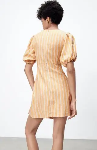 ZARA Puff Sleeve Striped Dress