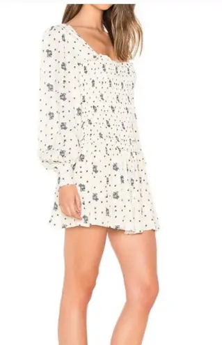 Free People White Smocked Long Sleeve Dress