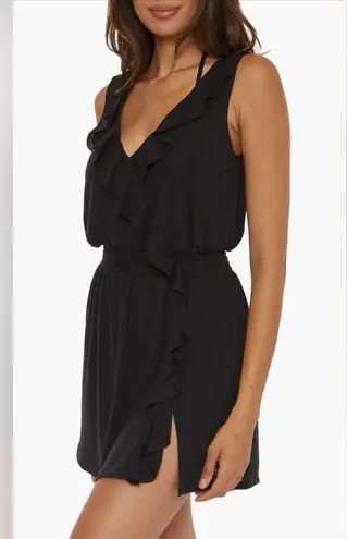 Becca Breezy Basic Ruffle Cover-Up Dress, Black, Medium, $78