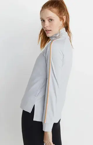 Marine layer Kerri Quarter Zip Raglan Rainbow Stripe Trim Small Gray Wicking