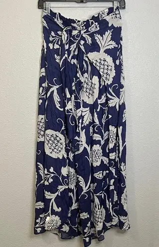 Anthropologie Blue Floral Casual Beach Wrap Pant Size Medium