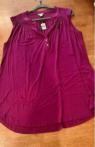 AVENUE TUNIC SMOCK HENLEY DARK MAUVE TOP SHIRT BLOUSE WOMENS SZ 20 NEW Red