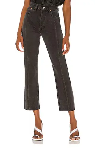 Pistola NWT Women Charlie High Rise Straight Jeans Faded Black 27 Raw Hem Denim