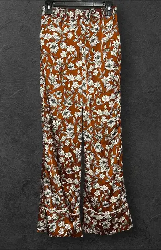La Ligne x Target Floral Wide Leg Trousers Brown Printed Satin Pull-On Pants