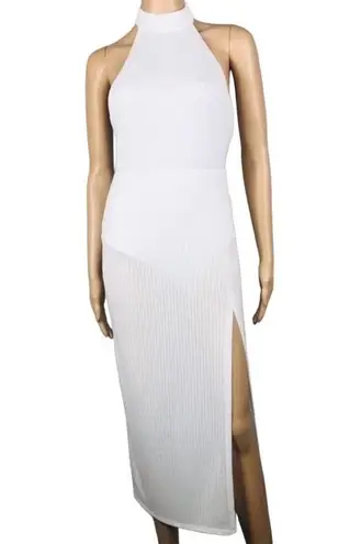 SONG OF STYLE Backless Bodycon Dress Women XS Attach Bodysuit Mesh Fairy Boho White