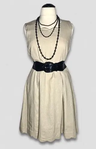 Sigrid Olsen NWOT Midi Dress Sleeveless Side Pockets Lightweight Fabric Beige XL