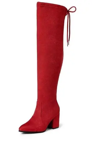 Dream Paris DREAM PAIRS Womens Over the knee Stretch Block Heel Long Boots Sexy Red Size 8